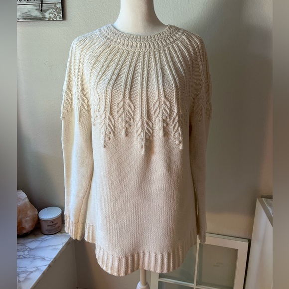 Talbots Cream Colored Woven Pullover Sweater Women's Size Large - Picture 1 of 8